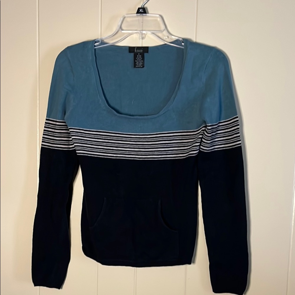Frenchi Blue and Black Striped Sweater